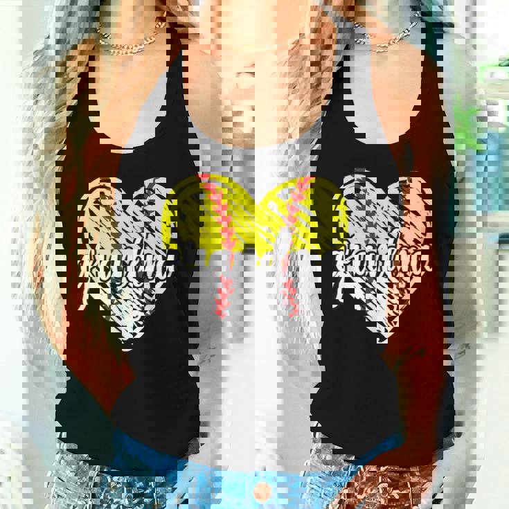 Baseball Softball Grandma Heart Softball Baseball Grandma Women Tank Top Gifts for Her