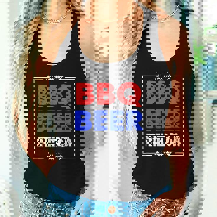 Bbq Beer Freedom シャツ レディースタンクトップ 彼女への贈り物