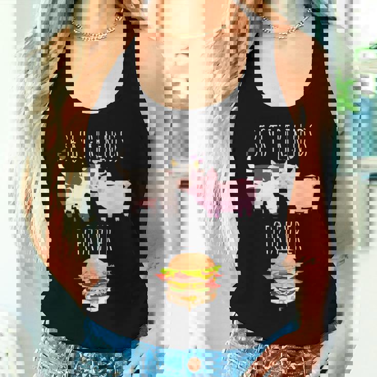 Best Friends Forever Beef Lover Pork Meat Bacon Burger レディースタンクトップ 彼女への贈り物