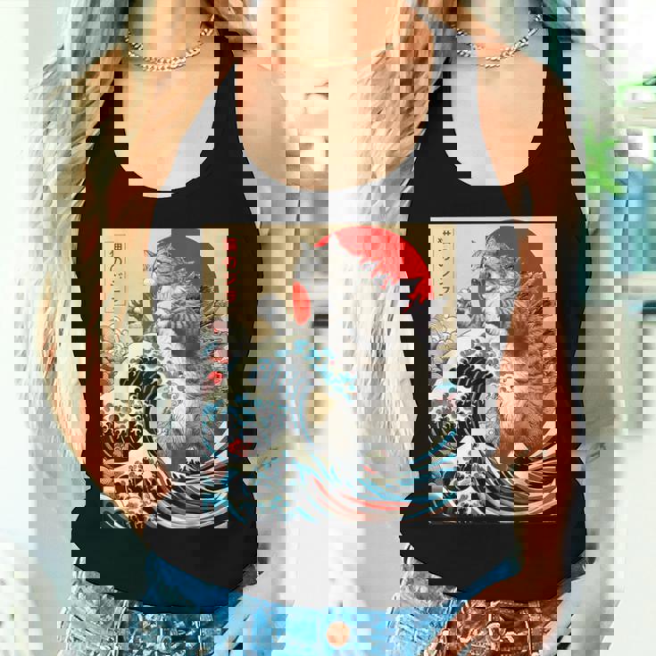 Catzilla Cat 日本アート 面白い猫 ギフト 男性 女性 子供 レディースタンクトップ 彼女への贈り物