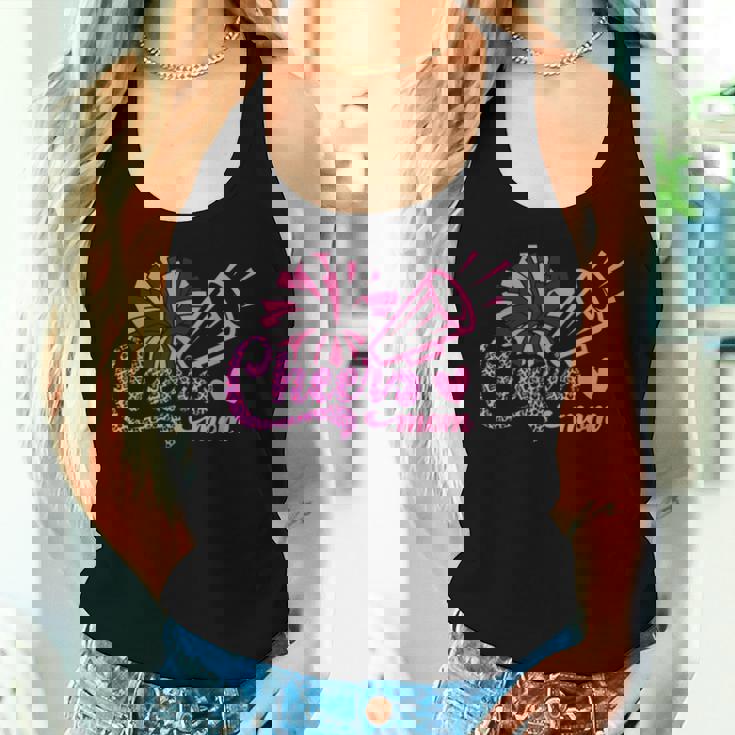 Cheer Mom ヒョウ文字 チアポンポン メガホン付き レディースタンクトップ 彼女への贈り物