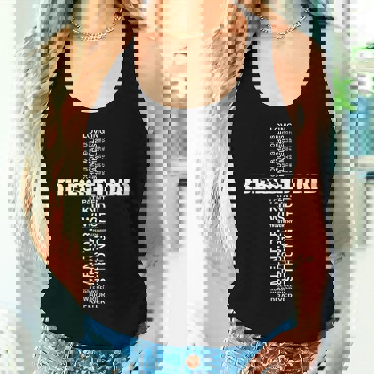 Christian Blessed Dad Cross Father's Day Best Dad Women Tank Top Gifts for Her