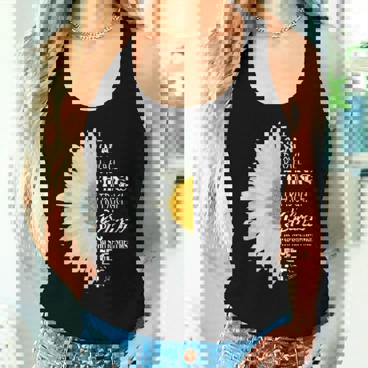 Christian Inspirational Christ Whotrengthens Me レディースタンクトップ 彼女への贈り物