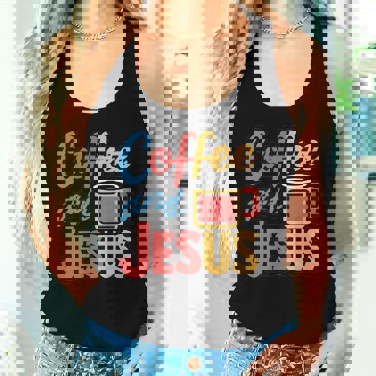 Coffee And Jesus Awesome Christian Caffeine Lover Church レディースタンクトップ 彼女への贈り物