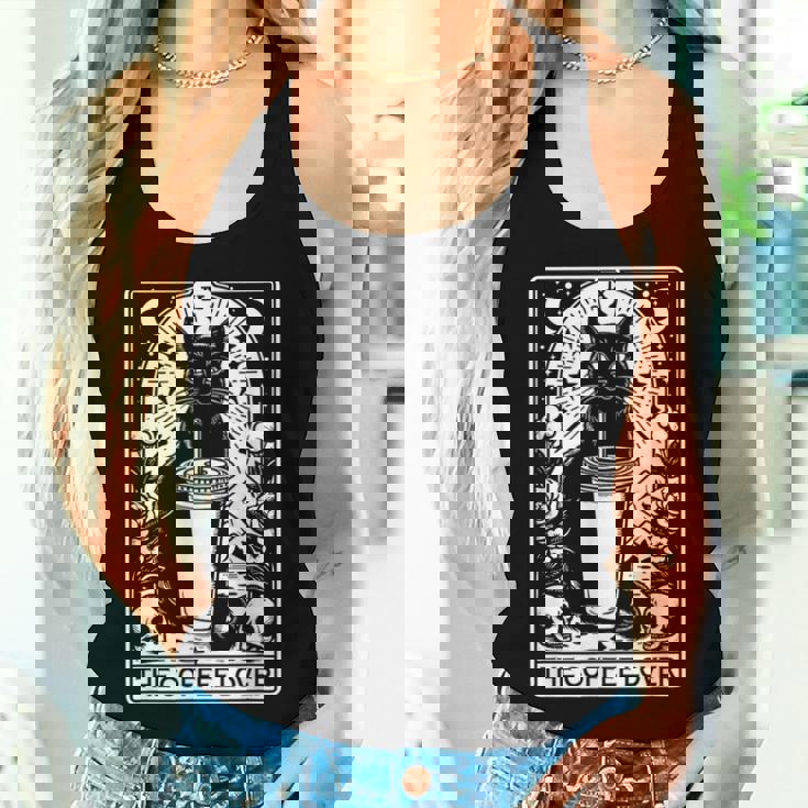 The Coffee Lover Cat ビンテージ ゴシック タロットカード レディースタンクトップ 彼女への贈り物