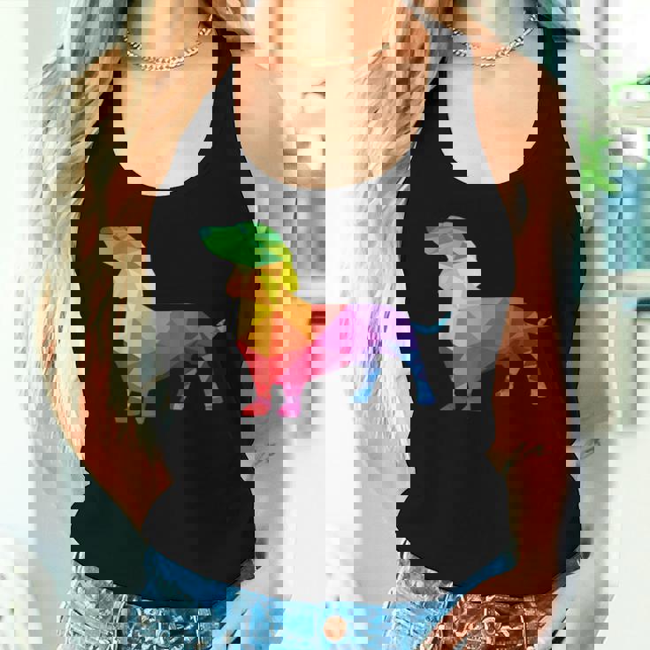 Dachshund Gay Pride Lgbt Lgbtq Rainbow Flag Dog Lovers レディースタンクトップ 彼女への贈り物