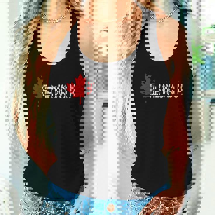 Elbows Up Canada Never 51 カナダ国旗 面白い 男性 女性 ギフト レディースタンクトップ 彼女への贈り物