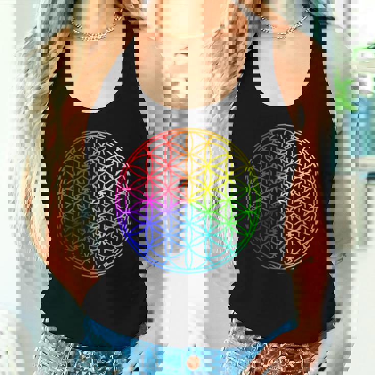 Flower Of Lifeacred Geometry Yogaフラワーオブライフ神聖幾何学瞑想ヨガ レディースタンクトップ 彼女への贈り物