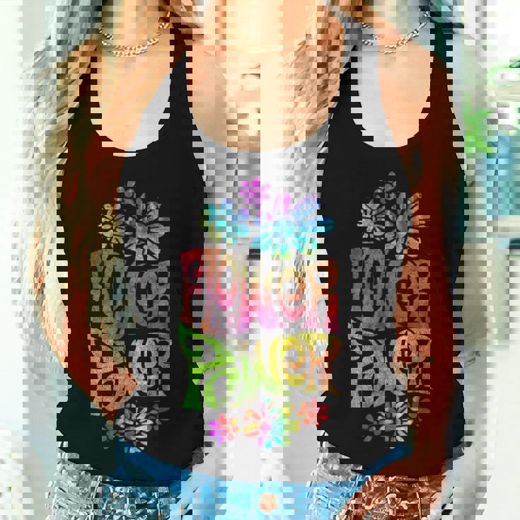 Flower Power ヒッピー サイケデリック '70年代レトロ レディースタンクトップ 彼女への贈り物