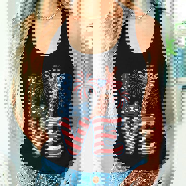 Giraffe Love 4Th Of July Usa Flag Giraffe Women Women Tank Top Gifts for Her Giraffe Love 4Th Of July Usa Flag Giraffe Women Women Tank Top Gifts for Her