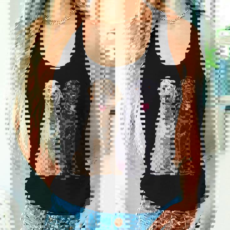 Happy Two Labradors ゴールデンブラック ラボレトリバー Mom Dad レディースタンクトップ 彼女への贈り物