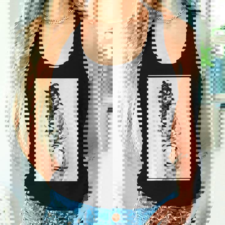 Hot Girl On 男性用 セクシー バッド キティ ピンナップガール B&W レディースタンクトップ 彼女への贈り物