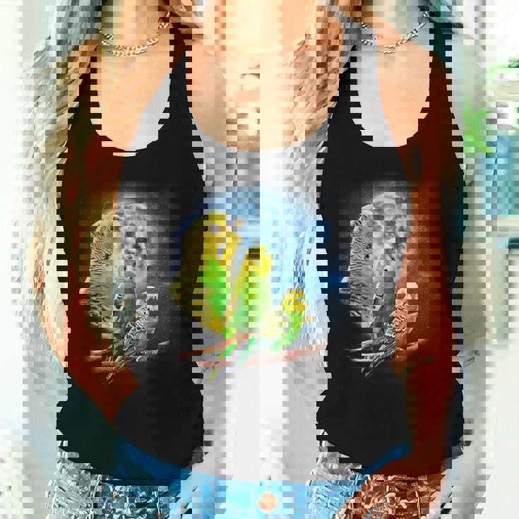 Howling At The Moon シャツ インコシャツ インコ セキセイインコ レディースタンクトップ 彼女への贈り物