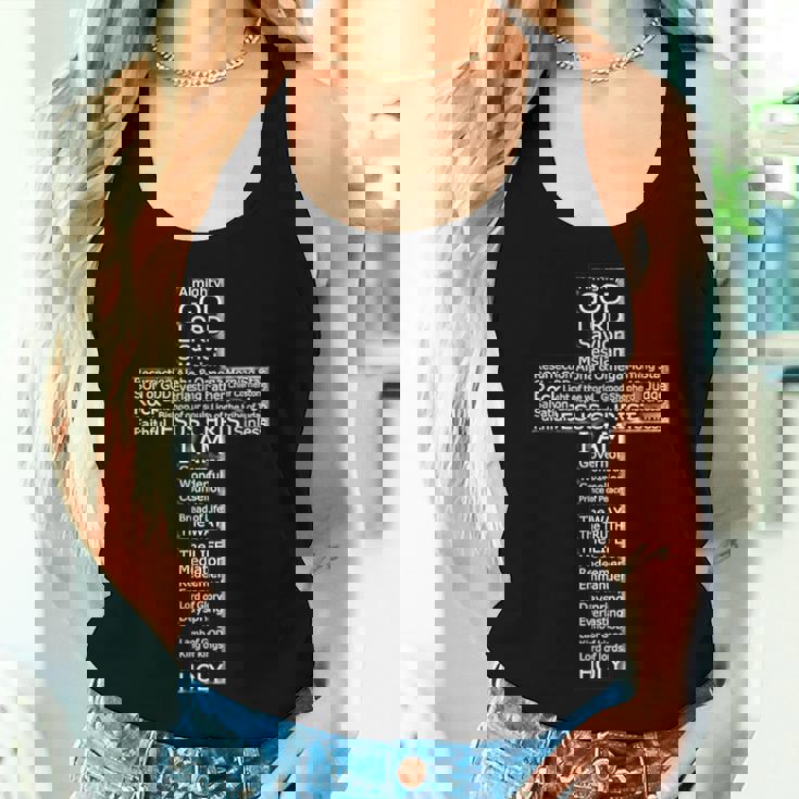 Jesus Christ Messiah Biblical Names Christian Faith Cross レディースタンクトップ 彼女への贈り物