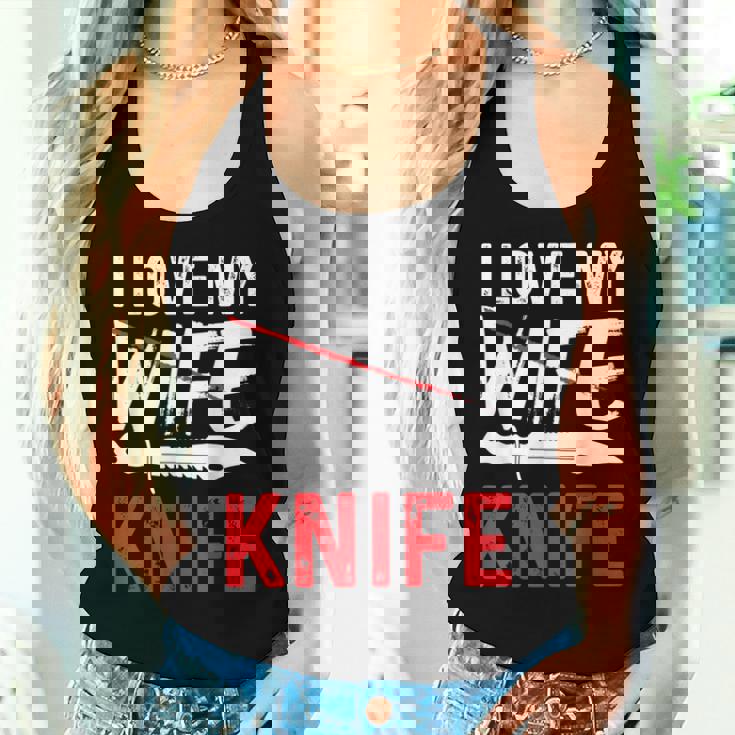 メンズ Knife Collector I Love My Wife ナイフ レディースタンクトップ 彼女への贈り物