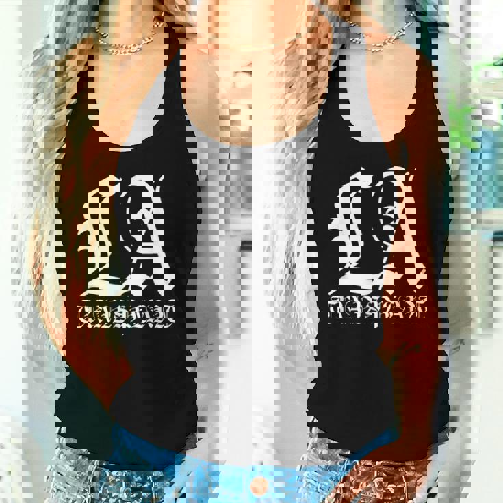 La Transplant ホワイト オールド イングリッシュグラフィック レディースタンクトップ 彼女への贈り物