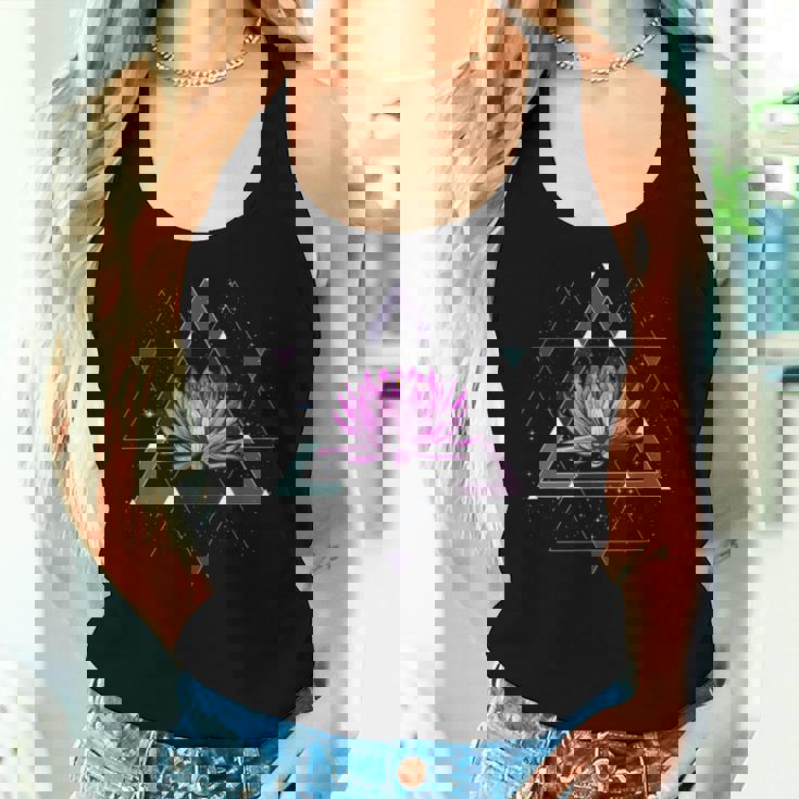 Lotus Floweracred Geometry Yoga Meditationpiritual Zen レディースタンクトップ 彼女への贈り物