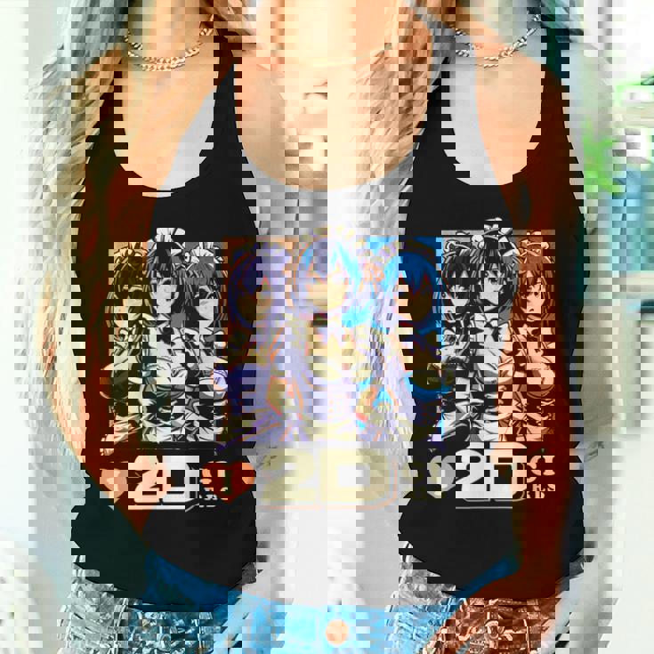 I Love 2D Girls ファニーメイド アニメ マンガ Manwha Waifu Otaku レディースタンクトップ 彼女への贈り物