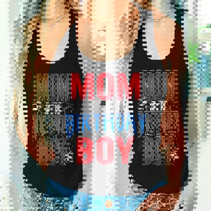 Mom Of The Birthday Boy Spider Web Birthday Party Matching Women Tank Top Gifts for Her