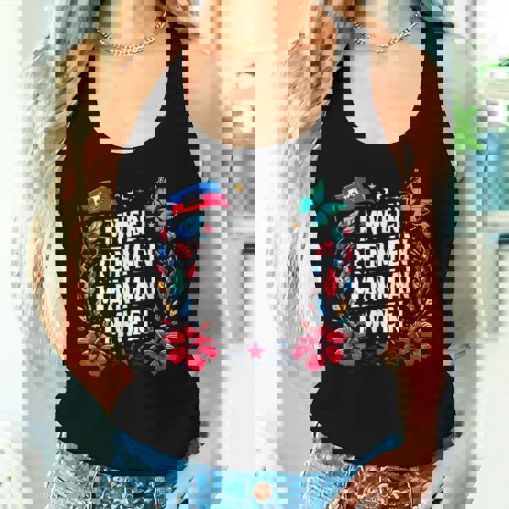 Mwen Renmen Manman Mwen ハイチ国旗 I Love My Mother レディースタンクトップ 彼女への贈り物