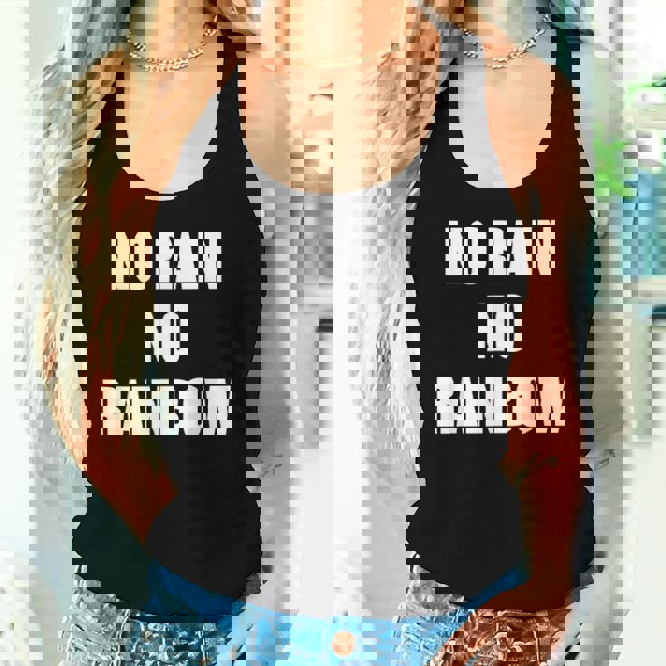 No Rain No Rainbow ポジティブ インスピレーション モチベーションを高める引用 レディースタンクトップ 彼女への贈り物