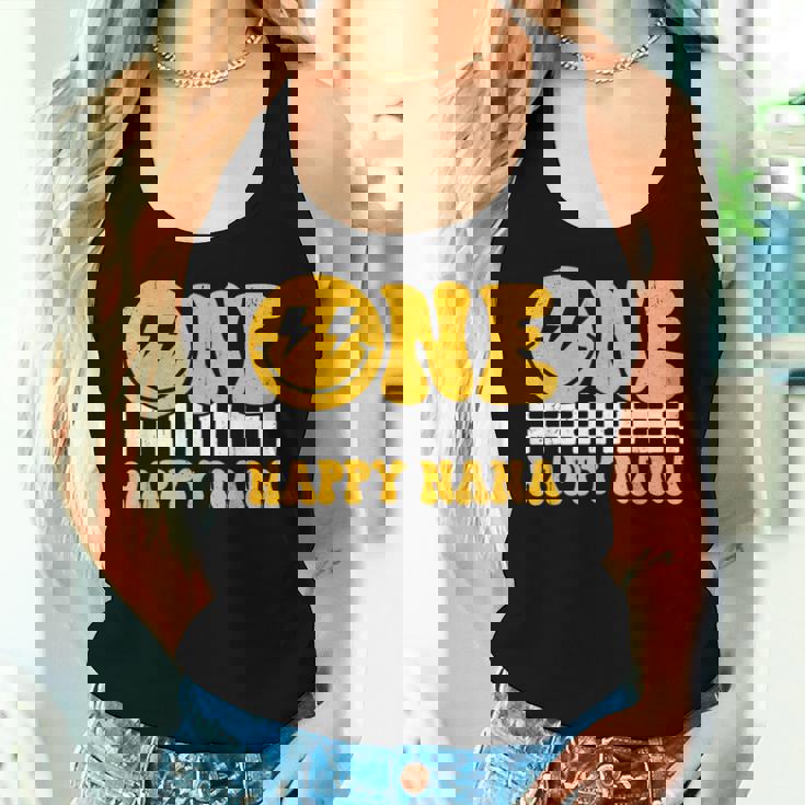 One Happy Nana 1歳の誕生日 グルーヴィースマイル 1歳 男 レディースタンクトップ 彼女への贈り物