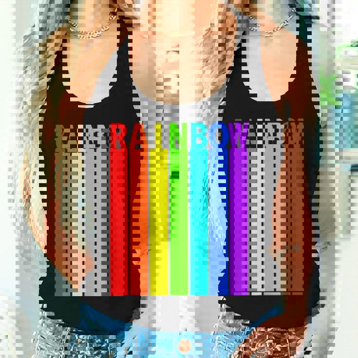 Rainbow レインボー《虹 カラー》【デザインアート】文字 7色 カラフル レディースタンクトップ 彼女への贈り物