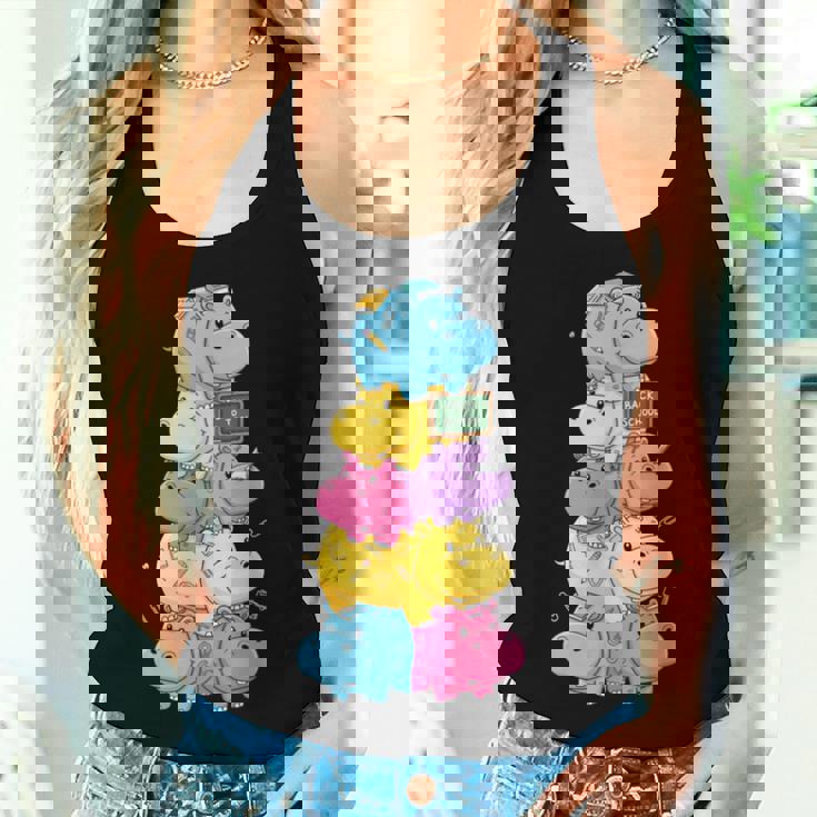 おもしろカバ カラフル レインボー 新学期 キッズ 男の子 女の子 レディースタンクトップ 彼女への贈り物