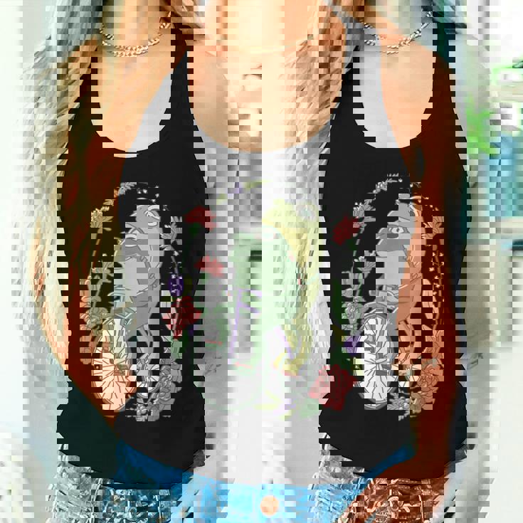 かわいい カエル 自転車 花 カワイイ 美的 気まぐれなロマンチック レディースタンクトップ 彼女への贈り物