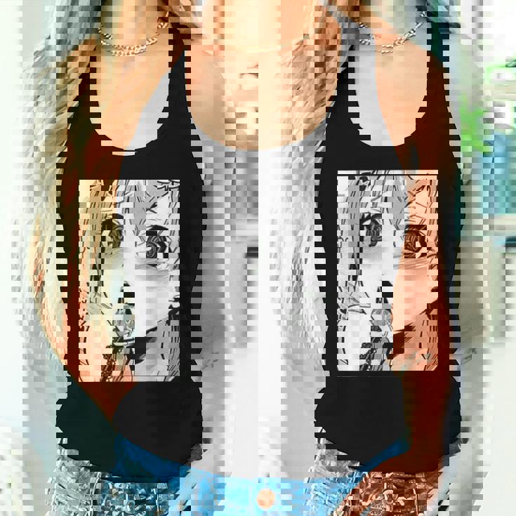 かわいいアヘ顔 アニメ 女の子 オタクウィーブ ラブ ビッグアイズ ドリップ レディースタンクトップ 彼女への贈り物