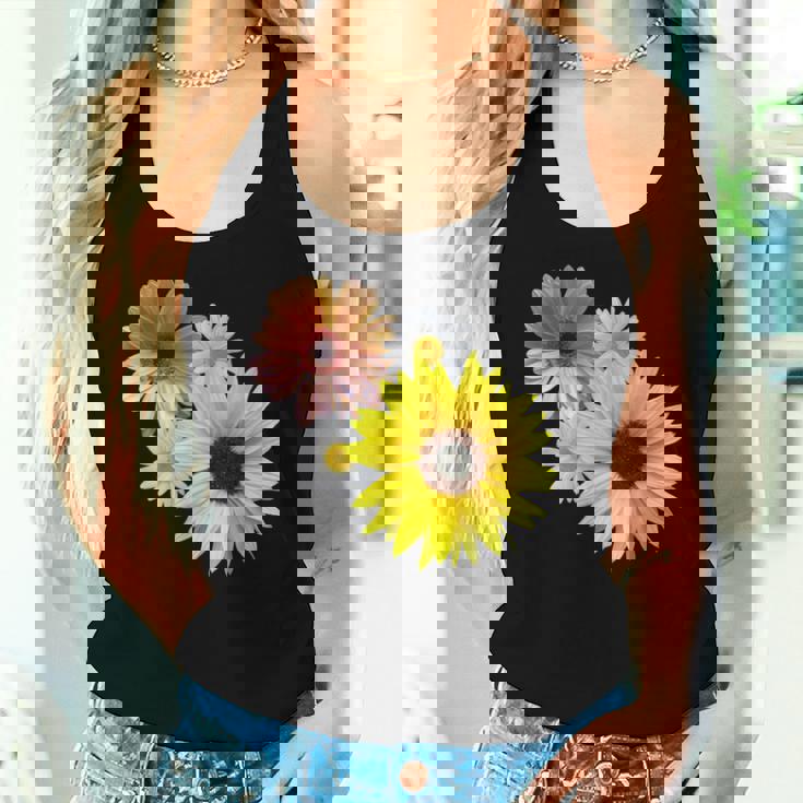 ひまわり ガーベラ 花 デイジー ガーベラ 花 デイジー 花柄 レディースタンクトップ 彼女への贈り物