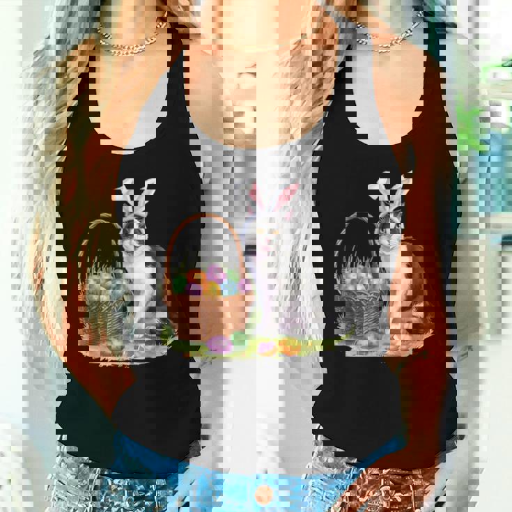 イースターデー 猫 バニー 耳 卵 イースター ウサギ 男性 女性 キッズ レディースタンクトップ 彼女への贈り物