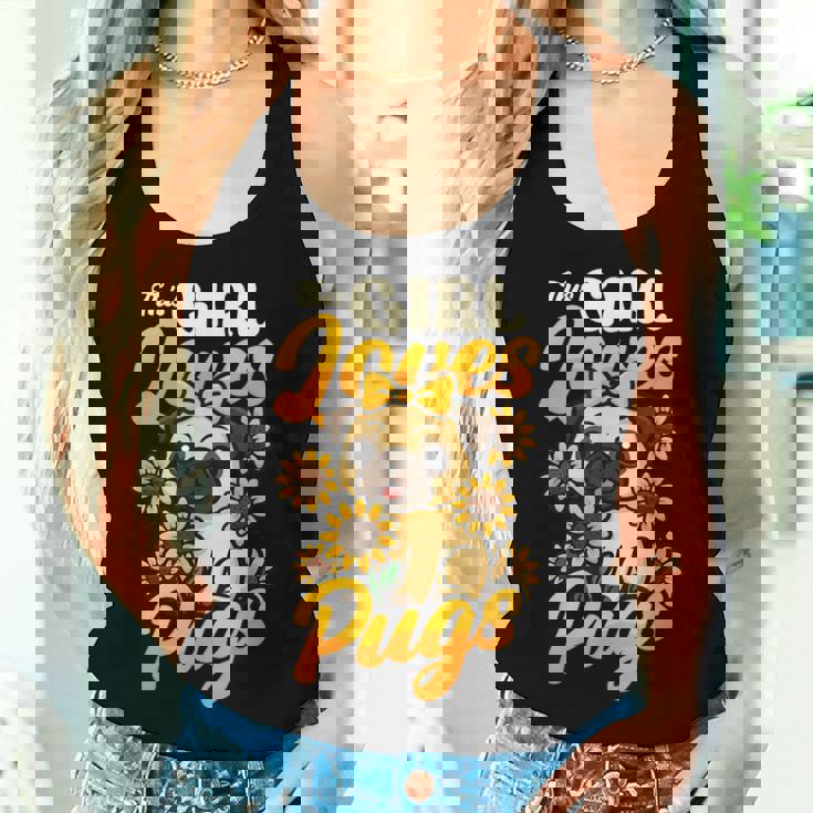 ガールズパグ犬愛好家 This Girl Loves Pugs レディースタンクトップ 彼女への贈り物