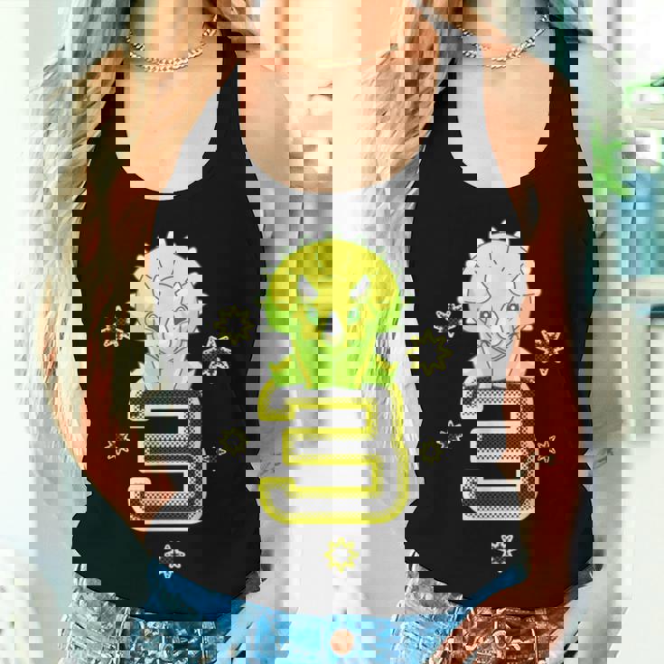 キッズ 3歳 赤ちゃん トリケラトプス 誕生日 恐竜 男の子 女の子 レディースタンクトップ 彼女への贈り物