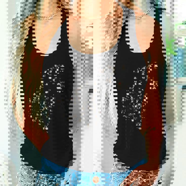 タンポポ ボーダーコリーの花、花のボーダーコリーの木 レディースタンクトップ 彼女への贈り物