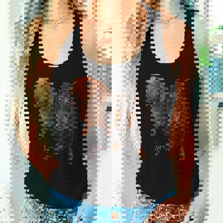 ダックスフントシャツ Weiner Dog Mom Dad Love Doxie Puppy キュート レディースタンクトップ 彼女への贈り物