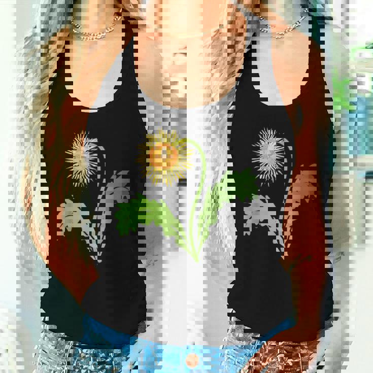 ダンディライオン タンポポ 黄色い花 ライオンの頭 レディースタンクトップ 彼女への贈り物