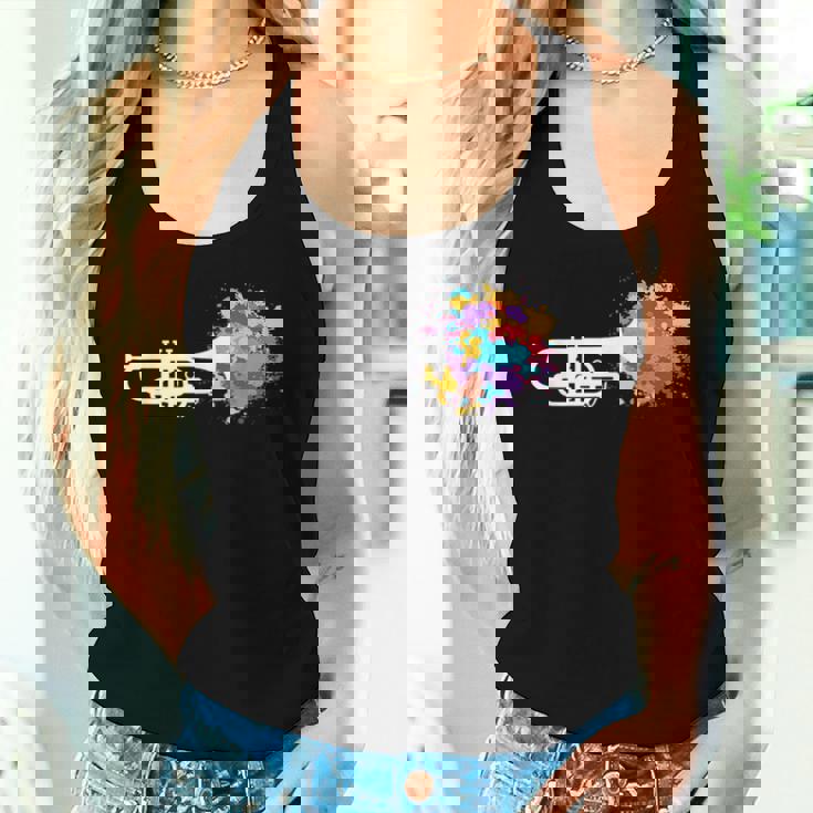 トランペット 女性 男性 音楽 教師 カラフル コルネット コルネティスト レディースタンクトップ 彼女への贈り物