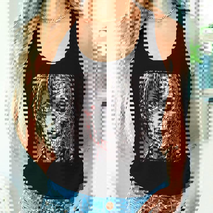 ホラー アニメ 漫画 日本 日本人 不気味 アニメ 女の子 レディースタンクトップ 彼女への贈り物