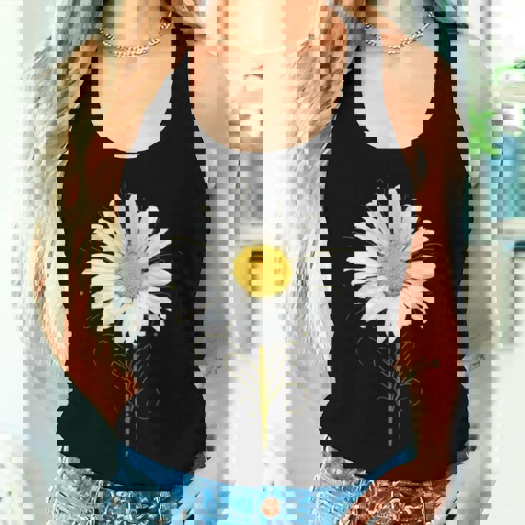 マーガレット ミクストメディア 美しい夏の花 ボタニカルアート レディースタンクトップ 彼女への贈り物