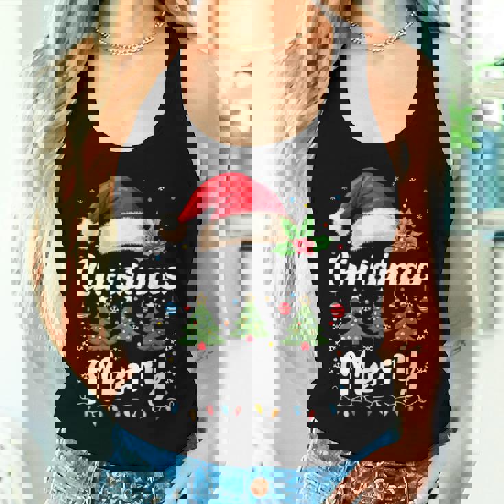 メリークリスマスライト 赤いサンタ帽子 クリスマス ファミリー 男性 女性 レディースタンクトップ 彼女への贈り物