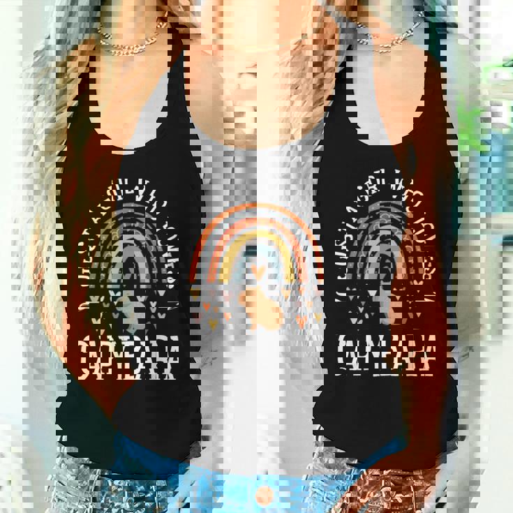 レインボー カピバラシャツ ガールズ Just A Girl Who Loves Capybara レディースタンクトップ 彼女への贈り物