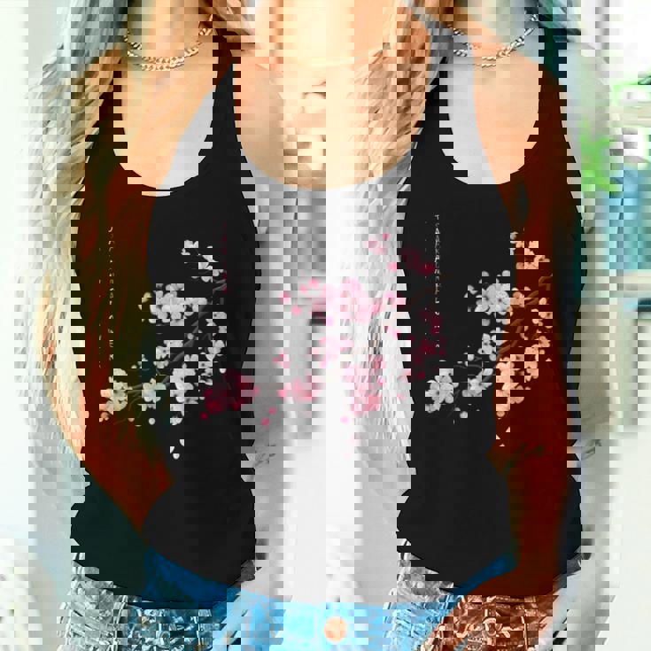 ヴィンテージ桜 日本の桜の花グラフィカルアート レディースタンクトップ 彼女への贈り物