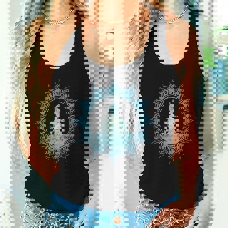 仏 瞑想 チャクラ 蓮の花 仏教 ヨガ レディースタンクトップ 彼女への贈り物