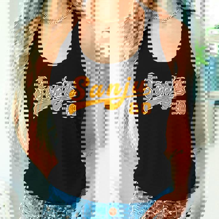 傘寿祝い 野球 野球好き 野球ユニフォーム風anju 文字 父 母 男性 女性 おもしろ 80歳 誕生日 レディースタンクトップ 彼女への贈り物