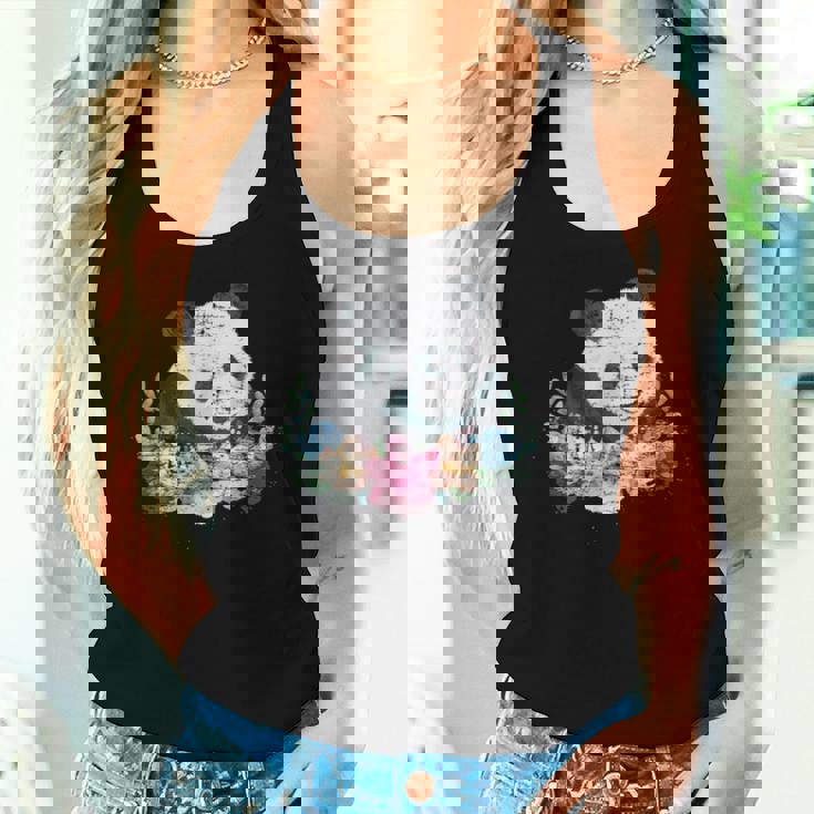 天然花 パンダ アジア動物園 動物 パンダ レディースタンクトップ 彼女への贈り物