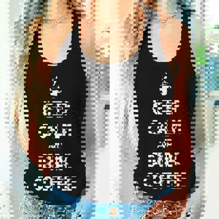 平静を保ち コーヒーを飲む Keep Calm And Drink Coffee レディースタンクトップ 彼女への贈り物