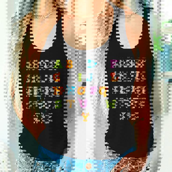 文字 アルファベット 学ぶ Abc 男の子 女の子 Abc 動物 アルファベット レディースタンクトップ 彼女への贈り物