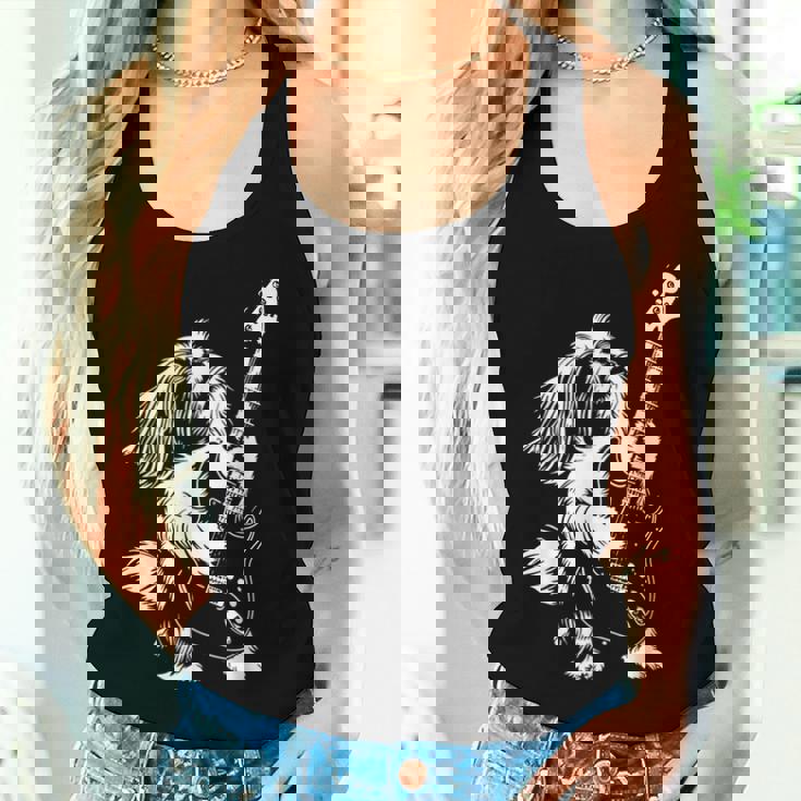 犬 ギタリスト ギター シーズー Dad Mom レディースタンクトップ 彼女への贈り物