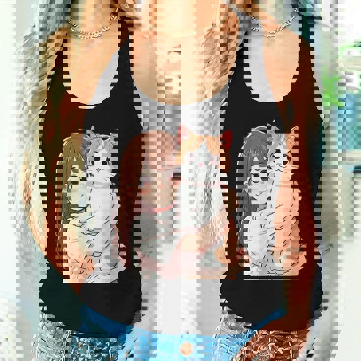 猫と少女 Cat And Girl レディースタンクトップ 彼女への贈り物